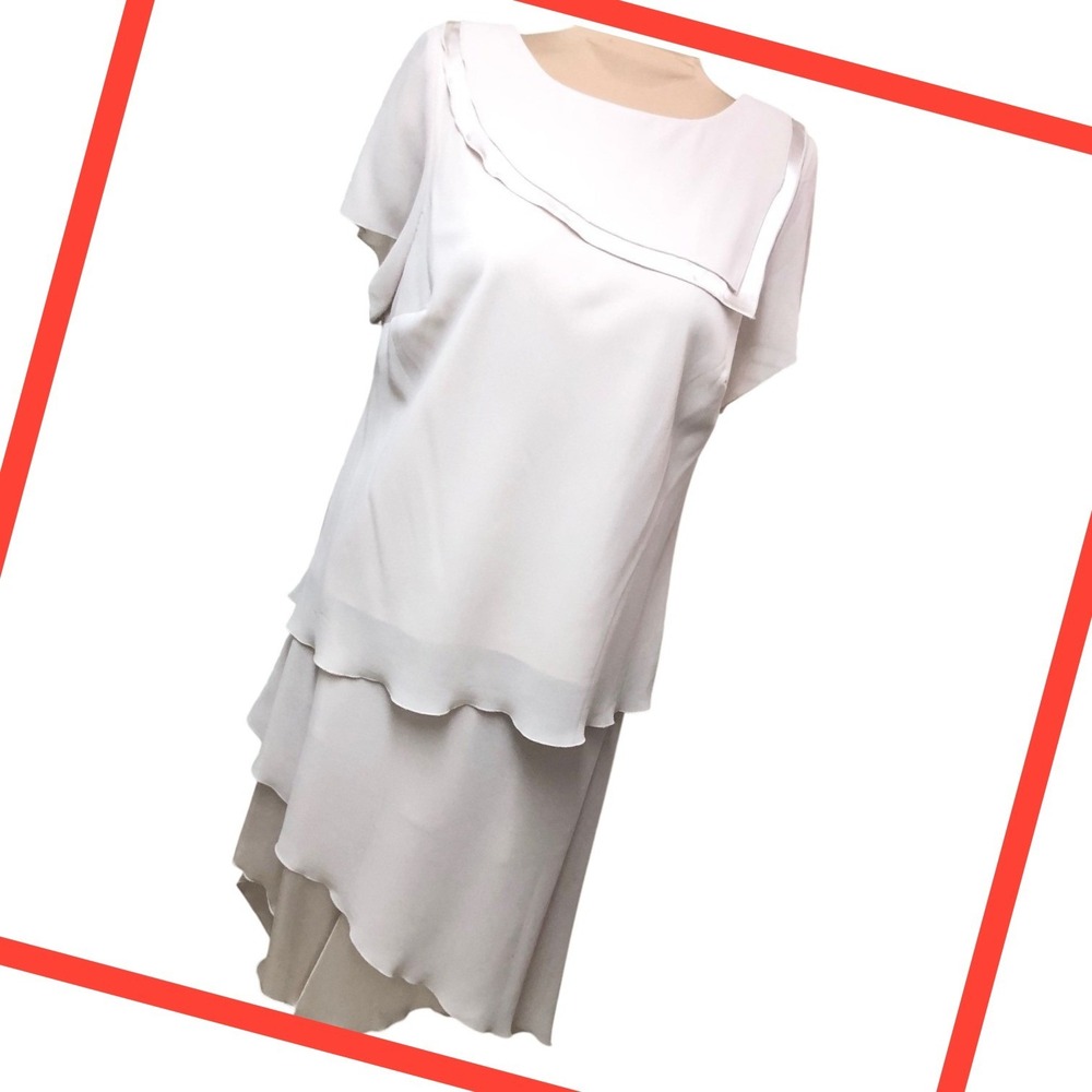 Vintage‎ Lady Dorby Dressy Skirt Set Womens 18W Cream Satin Tiered Hem